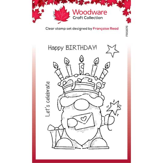Woodware Singles Birthday Cake Gnome Clear Stamps